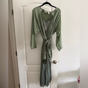 90s Victorias Secret Light Green Robe and Slip Set SZ S/M